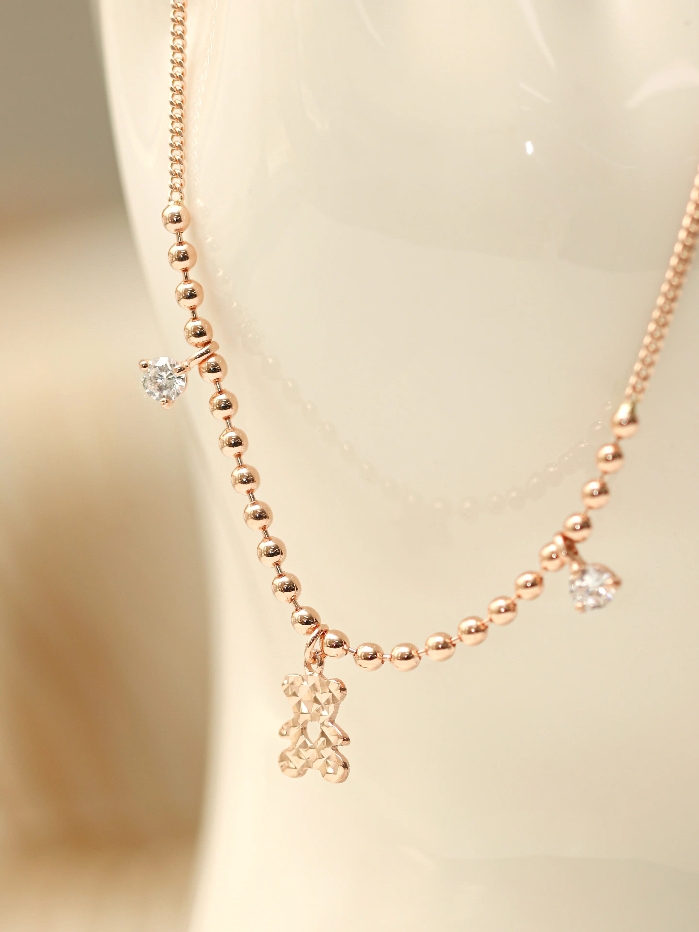 14K 18K Gold Bear Cubic Anklet - Image 2
