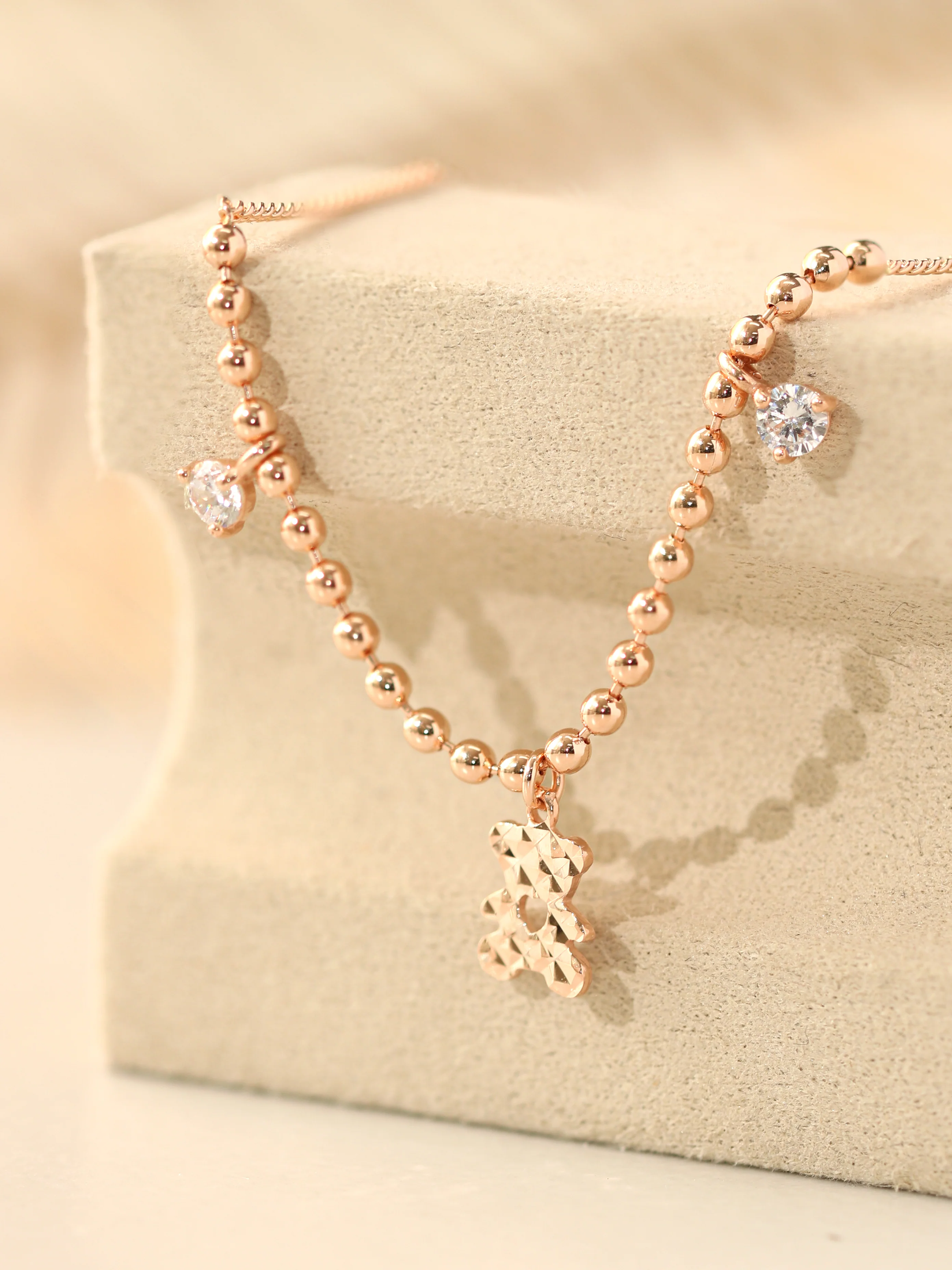 14K 18K Gold Bear Cubic Anklet - Image 4
