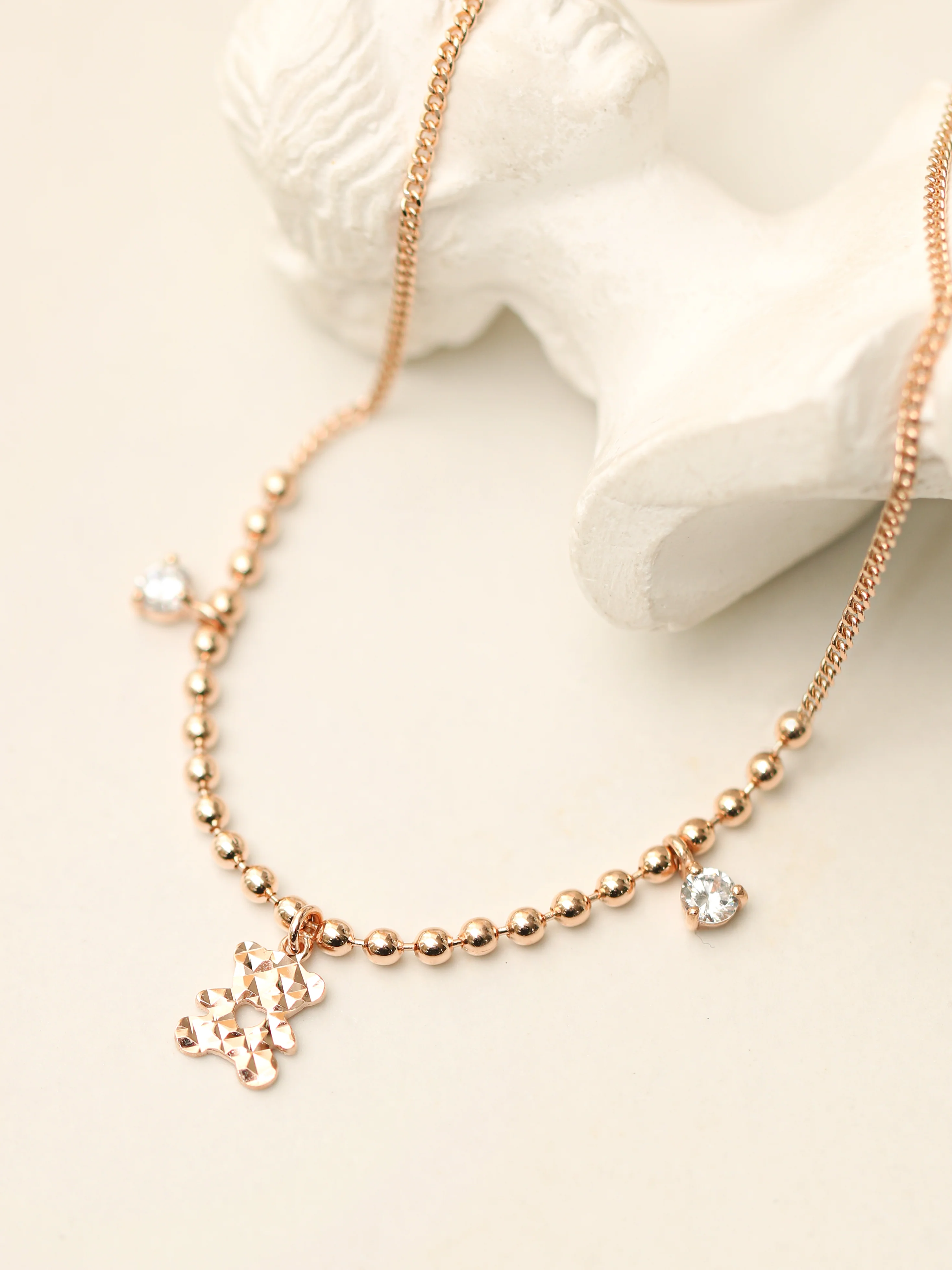14K 18K Gold Bear Cubic Anklet - Image 6