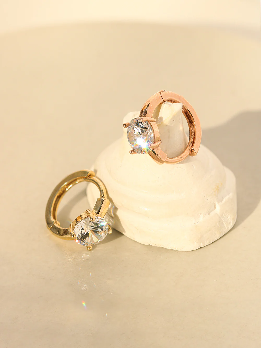 14K 18K Gold Big Cubic Cartilage Hoop Earring - Image 10