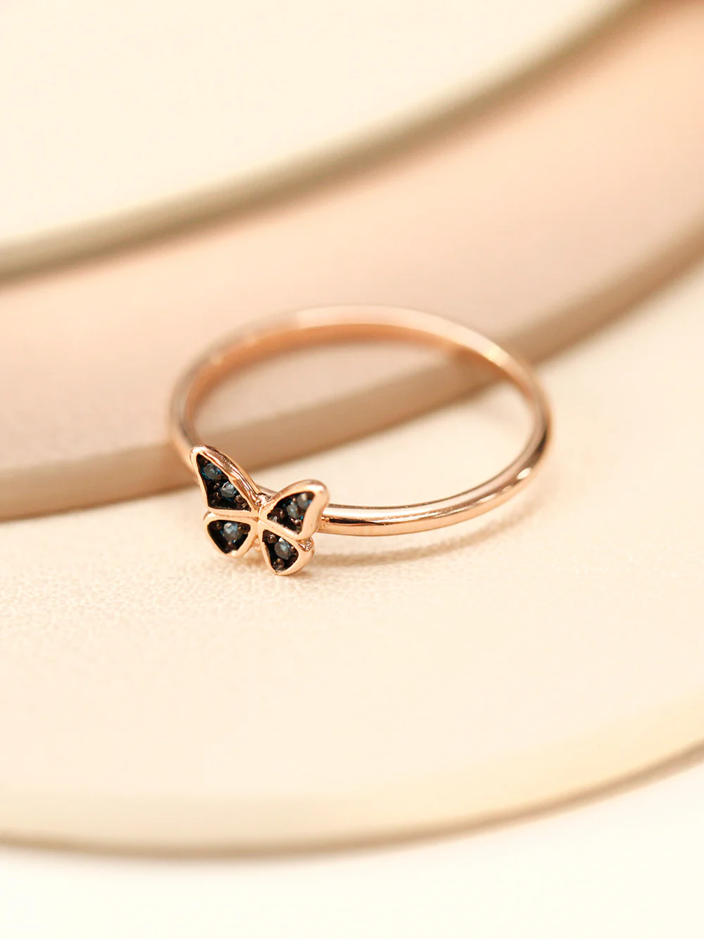 14K Gold Bling Blue Diamond Butterfly Ring - Image 10