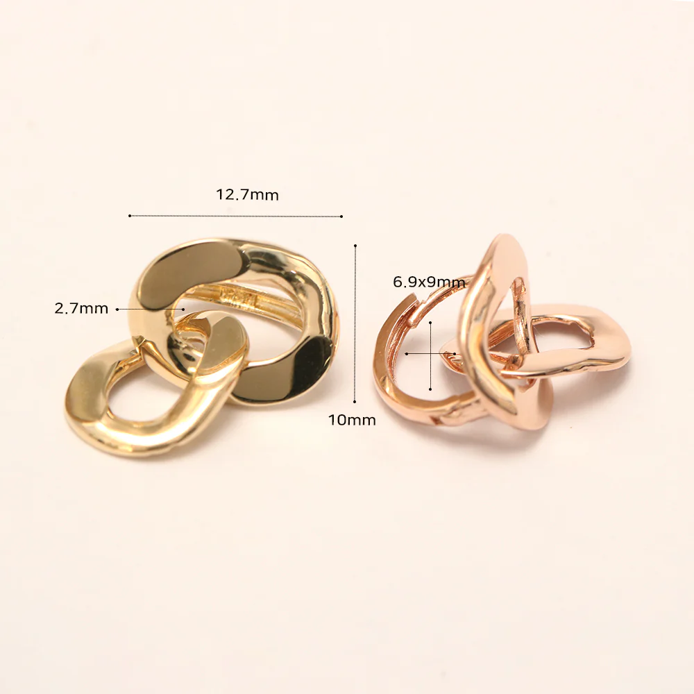 14K 18K Gold Bold Chain Drop Cartilage Hoop Earring - Image 10