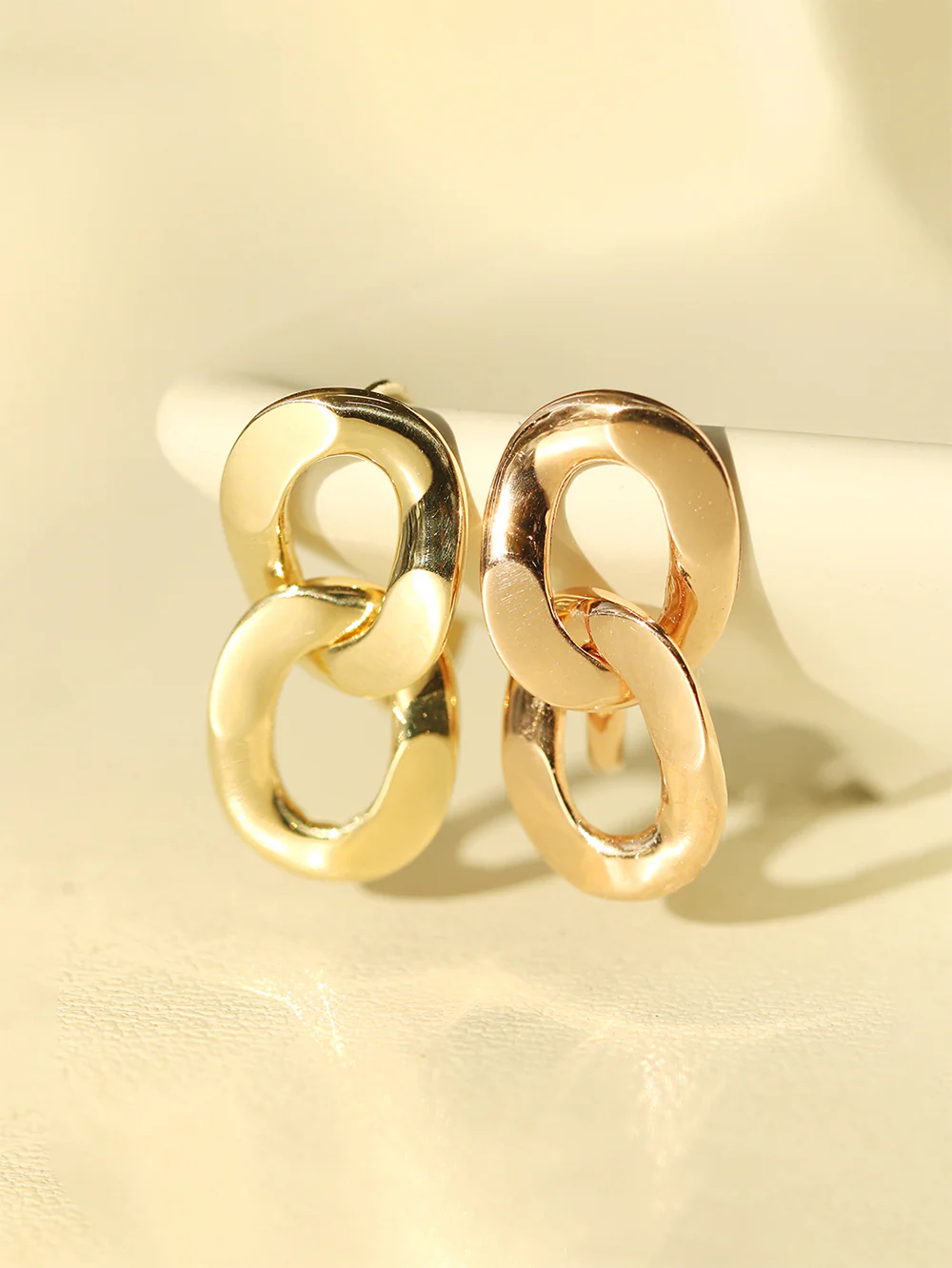 14K 18K Gold Bold Chain Drop Cartilage Hoop Earring - Image 4