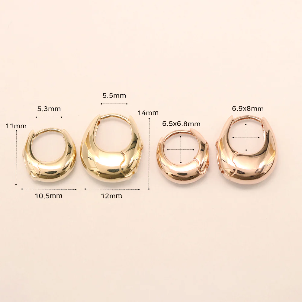 14K 18K Gold Bold Round Waterdrop Cartilage Hoop Earring - Image 17