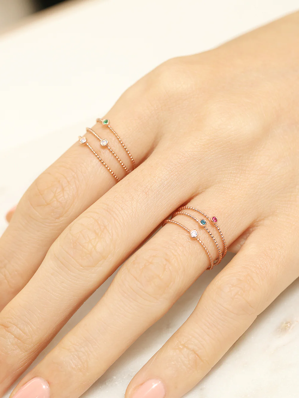 14K 18K Gold Bubble Ball Cubic Layered Ring - Image 8