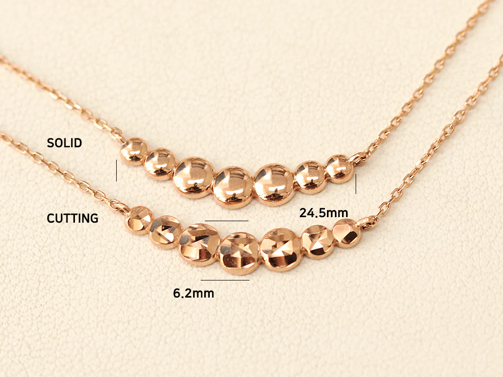 14K 18K Gold Bubble Ball Cutting Necklace - Image 10