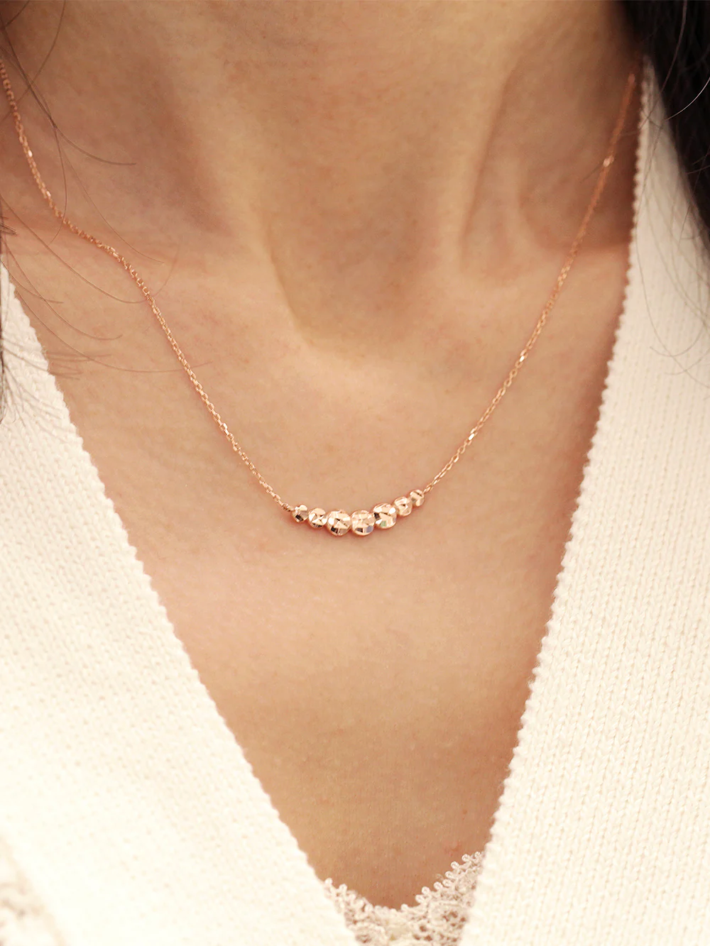 14K 18K Gold Bubble Ball Cutting Necklace - Image 4