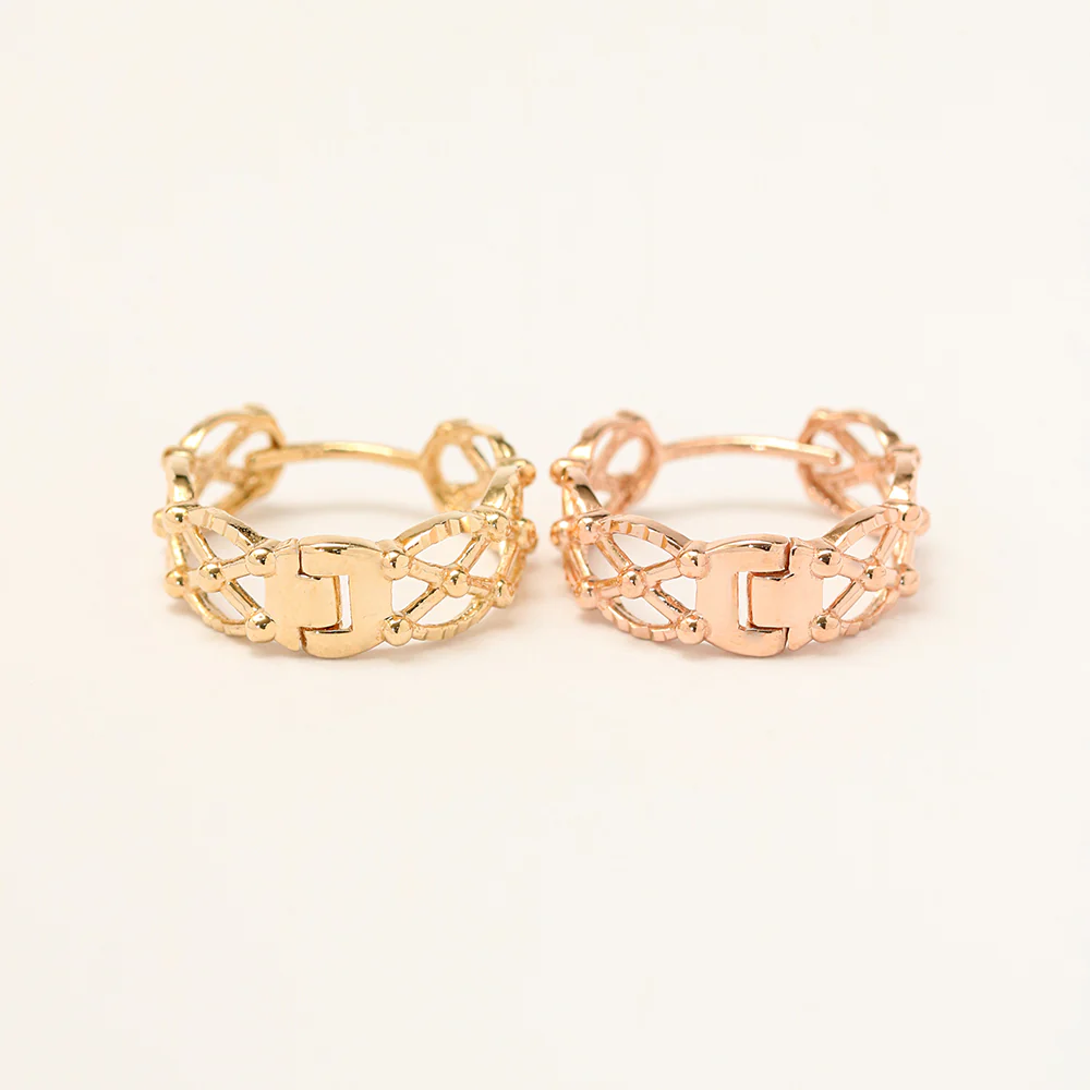 14K 18K Gold Check ball Cartilage Hoop Earring - Image 12