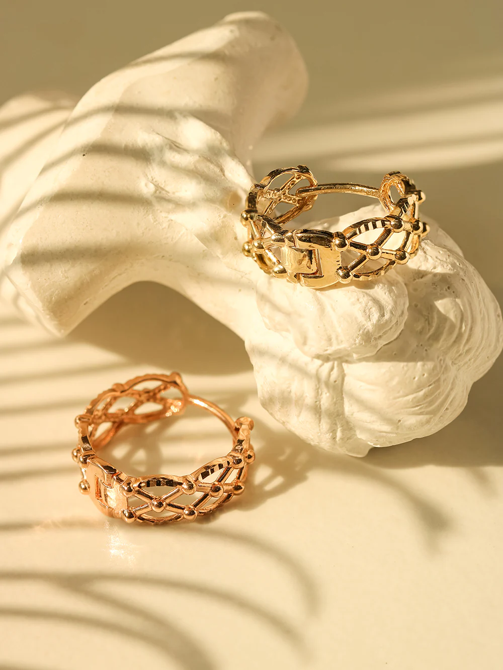 14K 18K Gold Check ball Cartilage Hoop Earring - Image 5