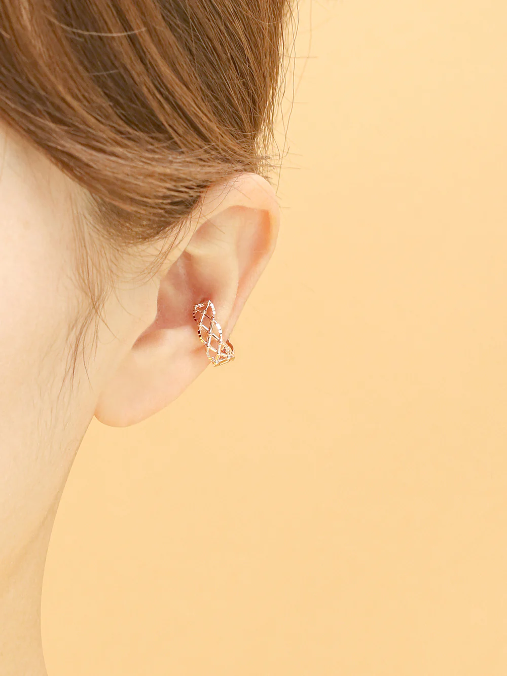 14K 18K Gold Check ball Cartilage Hoop Earring - Image 6