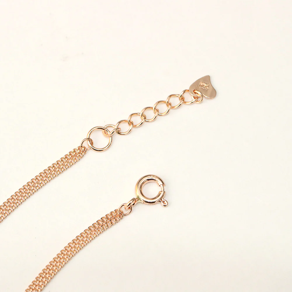 14K 18K Gold Circle Linked Two lines Layered Bracelet - Image 12