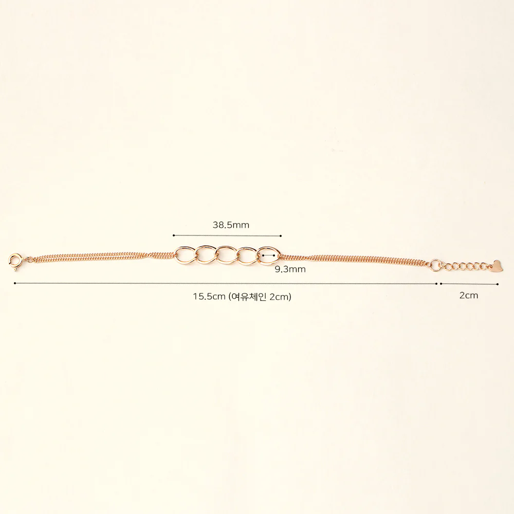 14K 18K Gold Circle Linked Two lines Layered Bracelet - Image 13