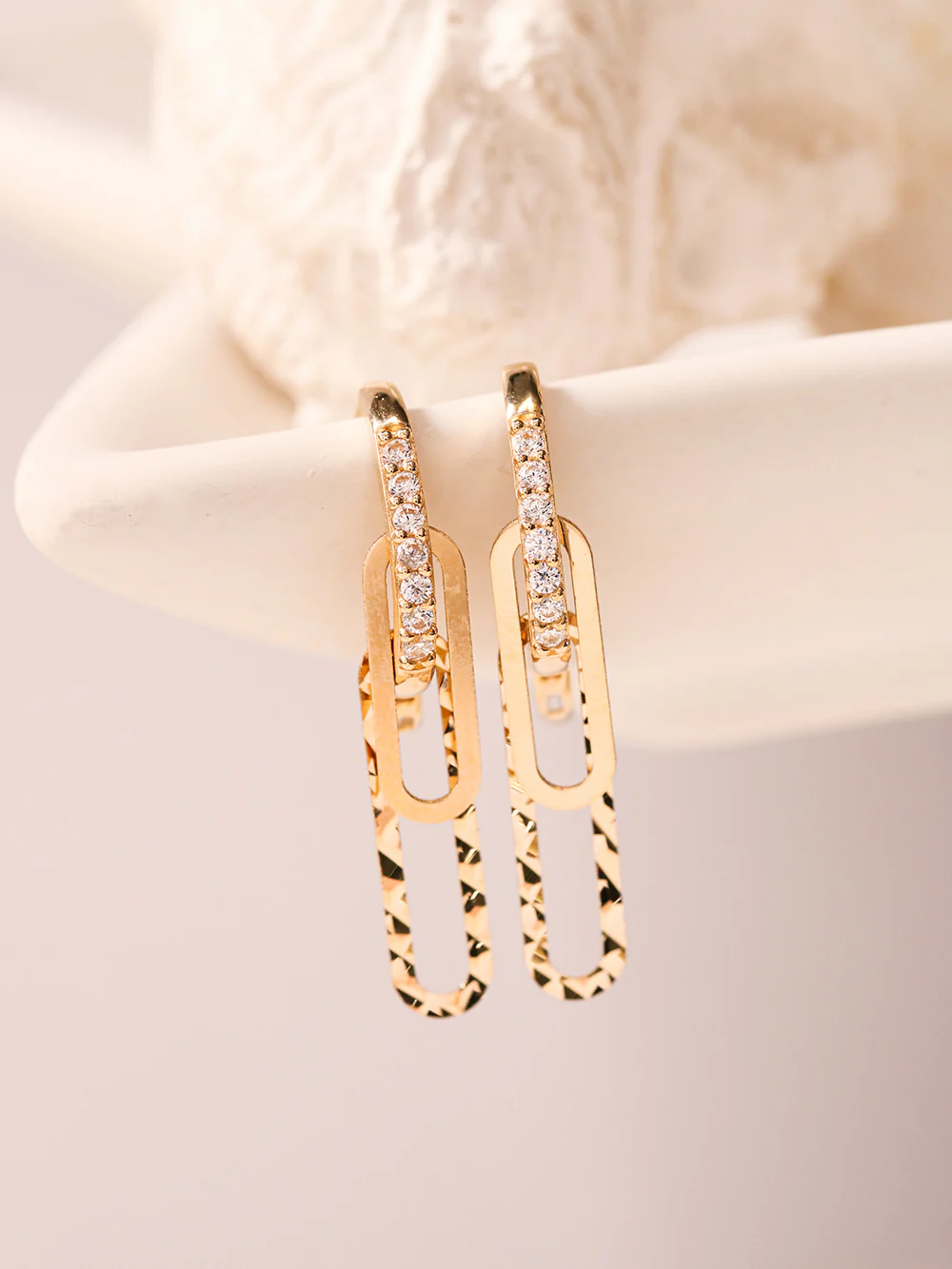 14K 18K Gold Clip Drop Cubic Cartilage Hoop Earring - Image 10