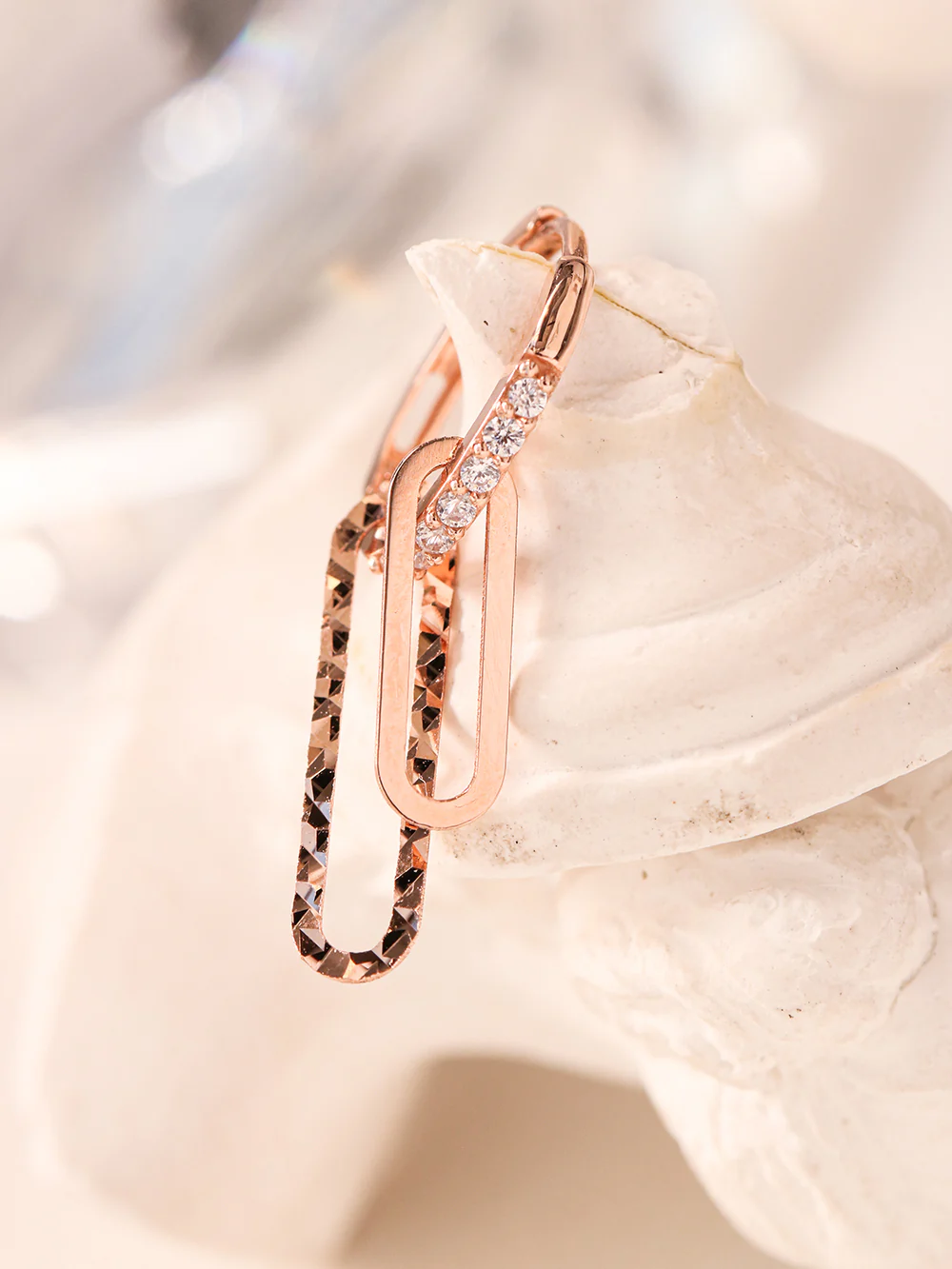 14K 18K Gold Clip Drop Cubic Cartilage Hoop Earring - Image 11