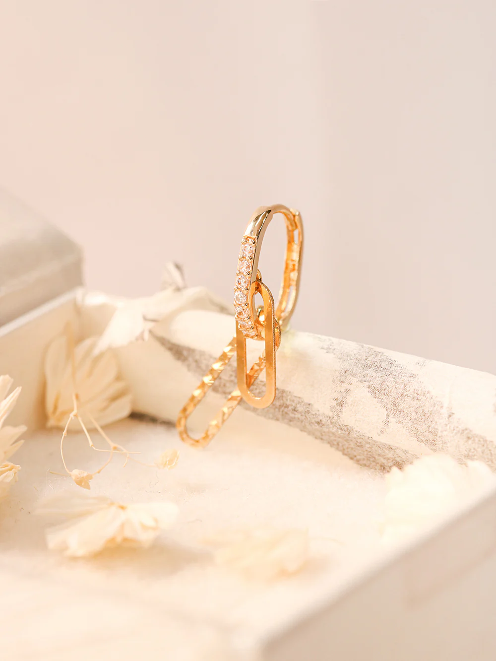 14K 18K Gold Clip Drop Cubic Cartilage Hoop Earring - Image 12