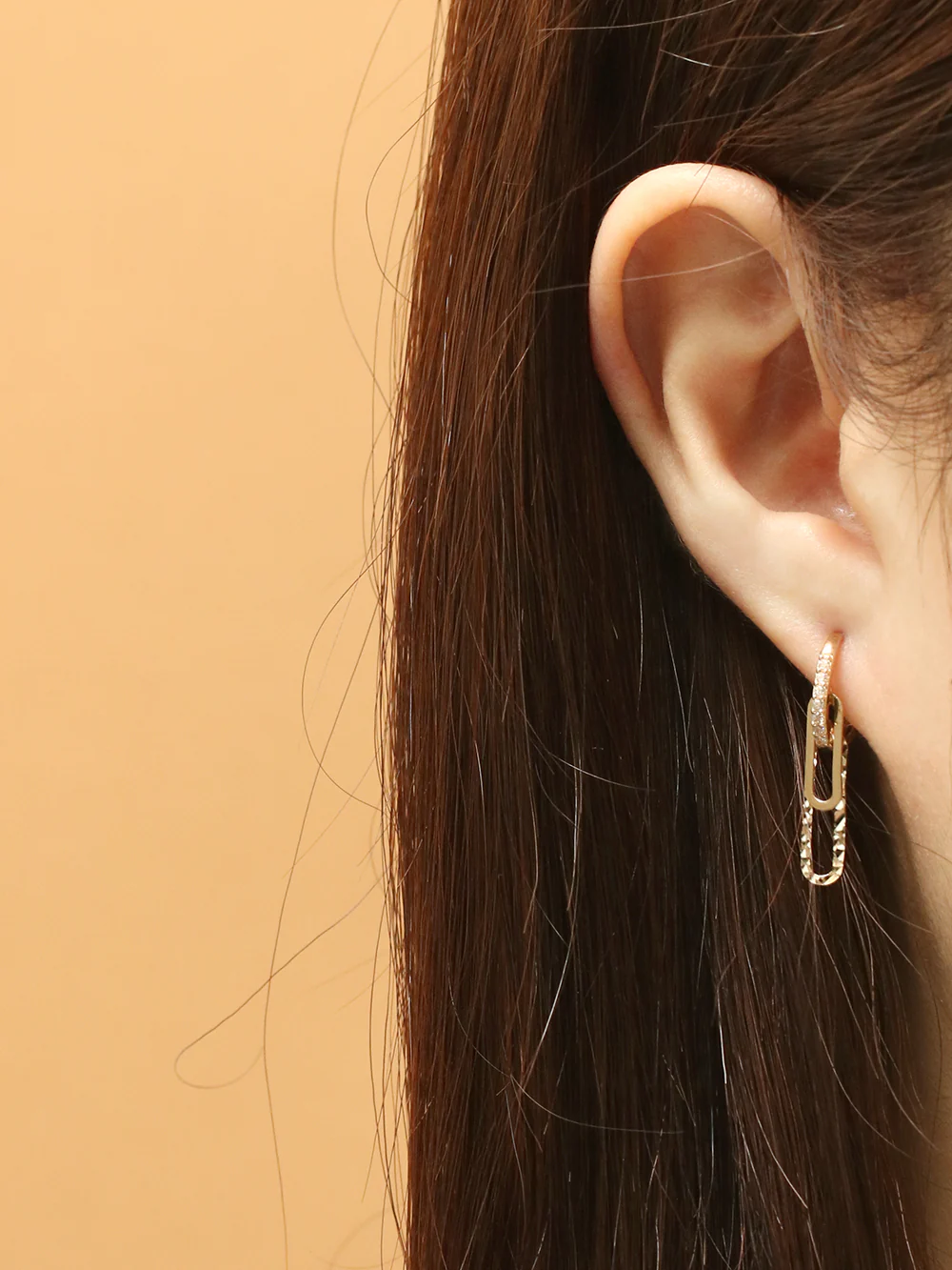 14K 18K Gold Clip Drop Cubic Cartilage Hoop Earring - Image 2
