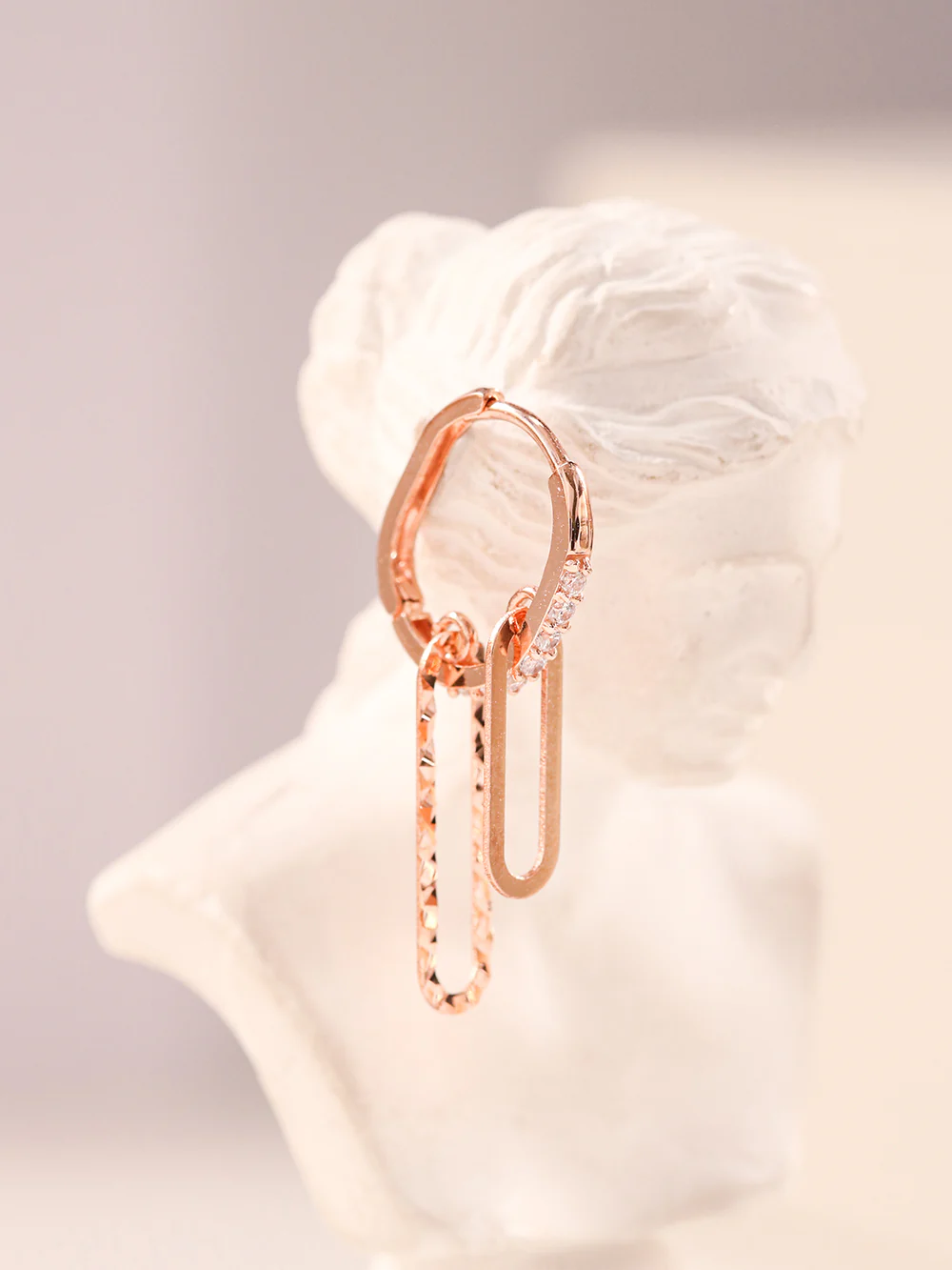 14K 18K Gold Clip Drop Cubic Cartilage Hoop Earring - Image 3