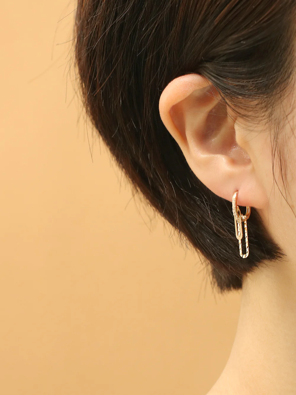 14K 18K Gold Clip Drop Cubic Cartilage Hoop Earring - Image 4