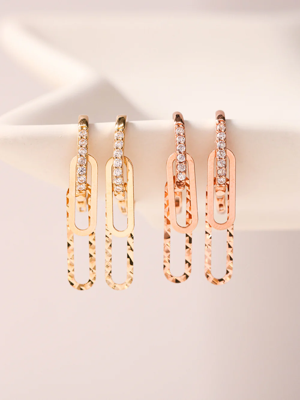 14K 18K Gold Clip Drop Cubic Cartilage Hoop Earring - Image 9