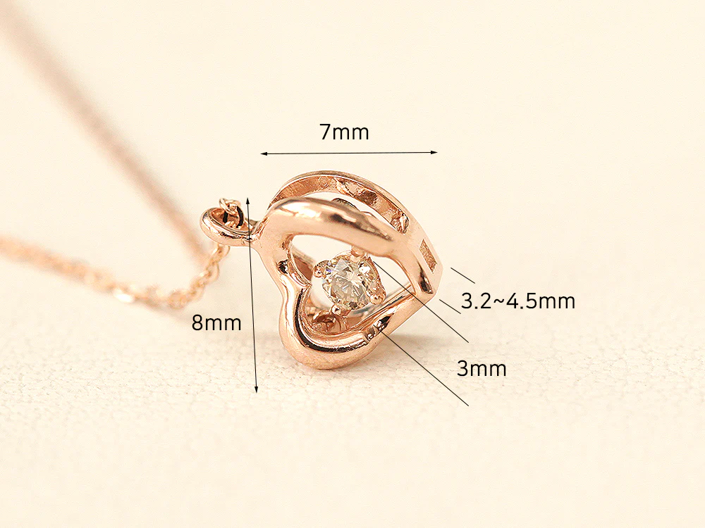 14K 18K Gold Cognac Diamond Heart Necklace - Image 10