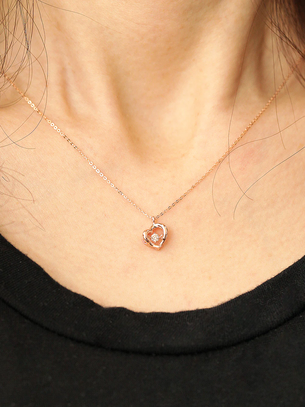 14K 18K Gold Cognac Diamond Heart Necklace - Image 9