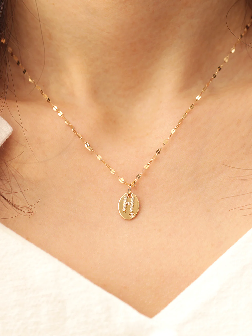14K 18K Gold Coin Initial Necklace - Image 7
