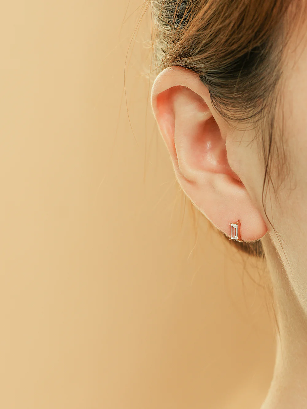 14K 18K Gold Color Baguette Cartilage Hoop Earring - Image 10