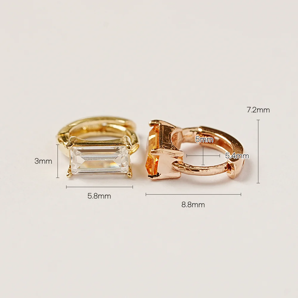 14K 18K Gold Color Baguette Cartilage Hoop Earring - Image 22
