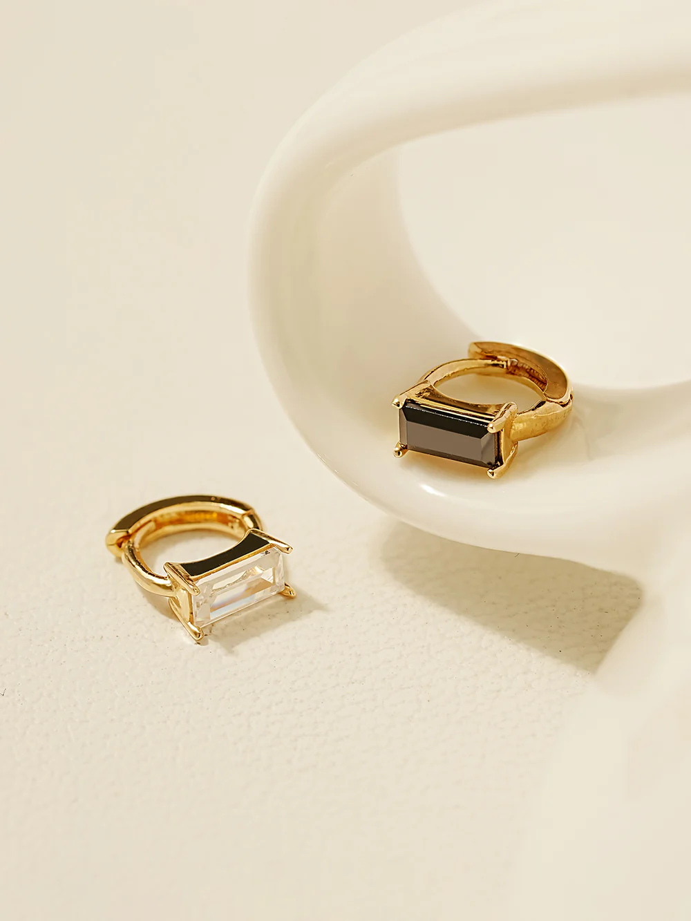 14K 18K Gold Color Baguette Cartilage Hoop Earring - Image 4