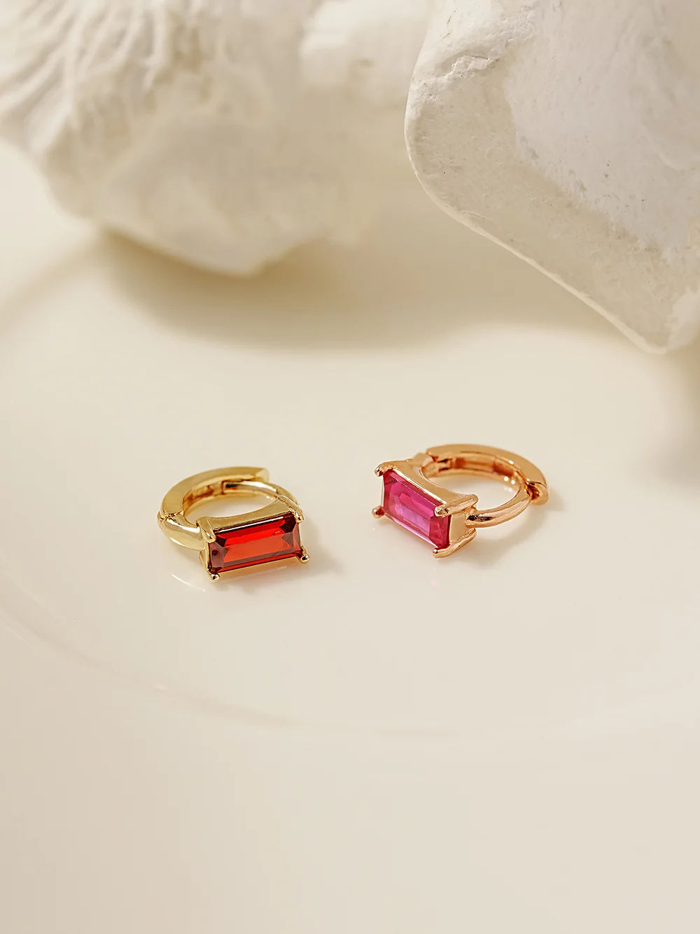 14K 18K Gold Color Baguette Cartilage Hoop Earring - Image 6