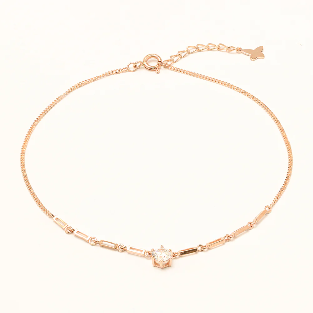 14K 18K Gold Crown Crystal Cubic Chain Anklet - Image 10