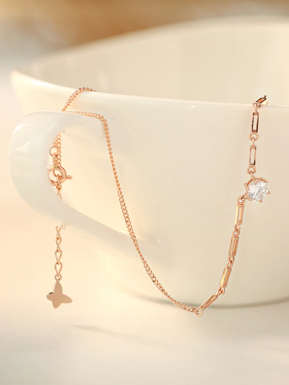 14K 18K Gold Crown Crystal Cubic Chain Anklet - Image 6