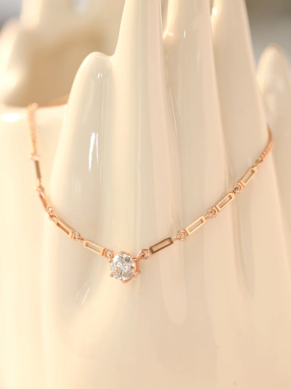 14K 18K Gold Crown Crystal Cubic Chain Anklet - Image 8