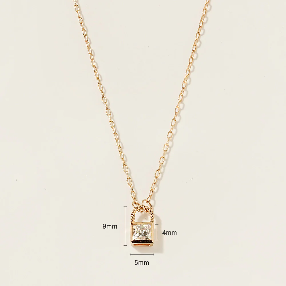 14K 18K Gold Crystal Lock Necklace - Image 10