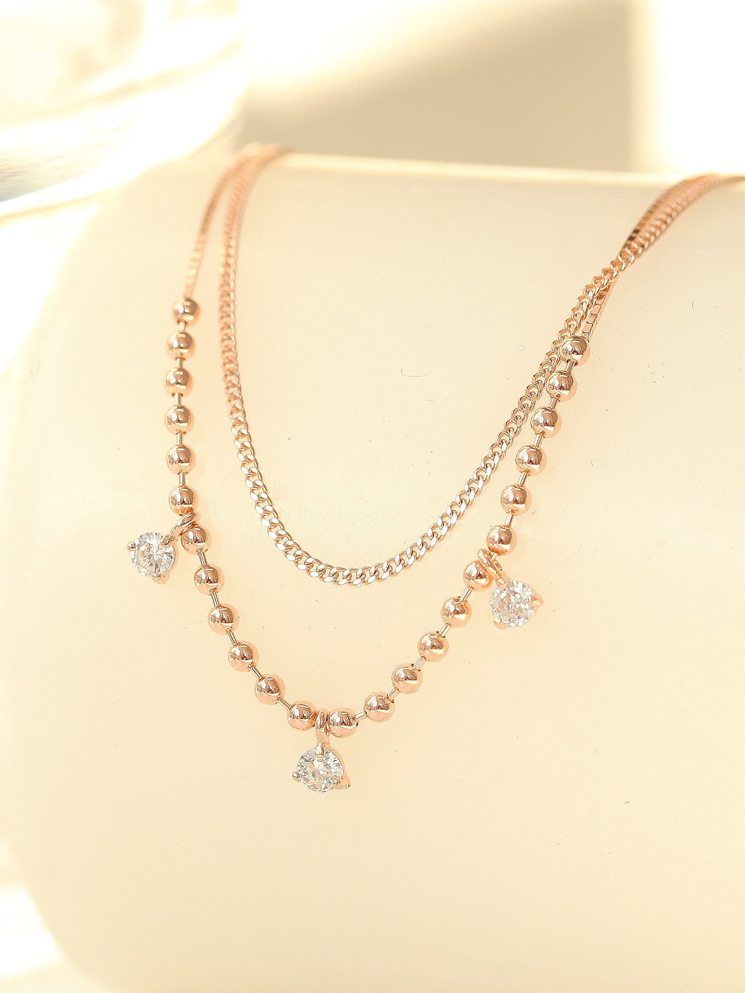 14K 18K Gold Cubic Ball Chain Anklet - Image 5