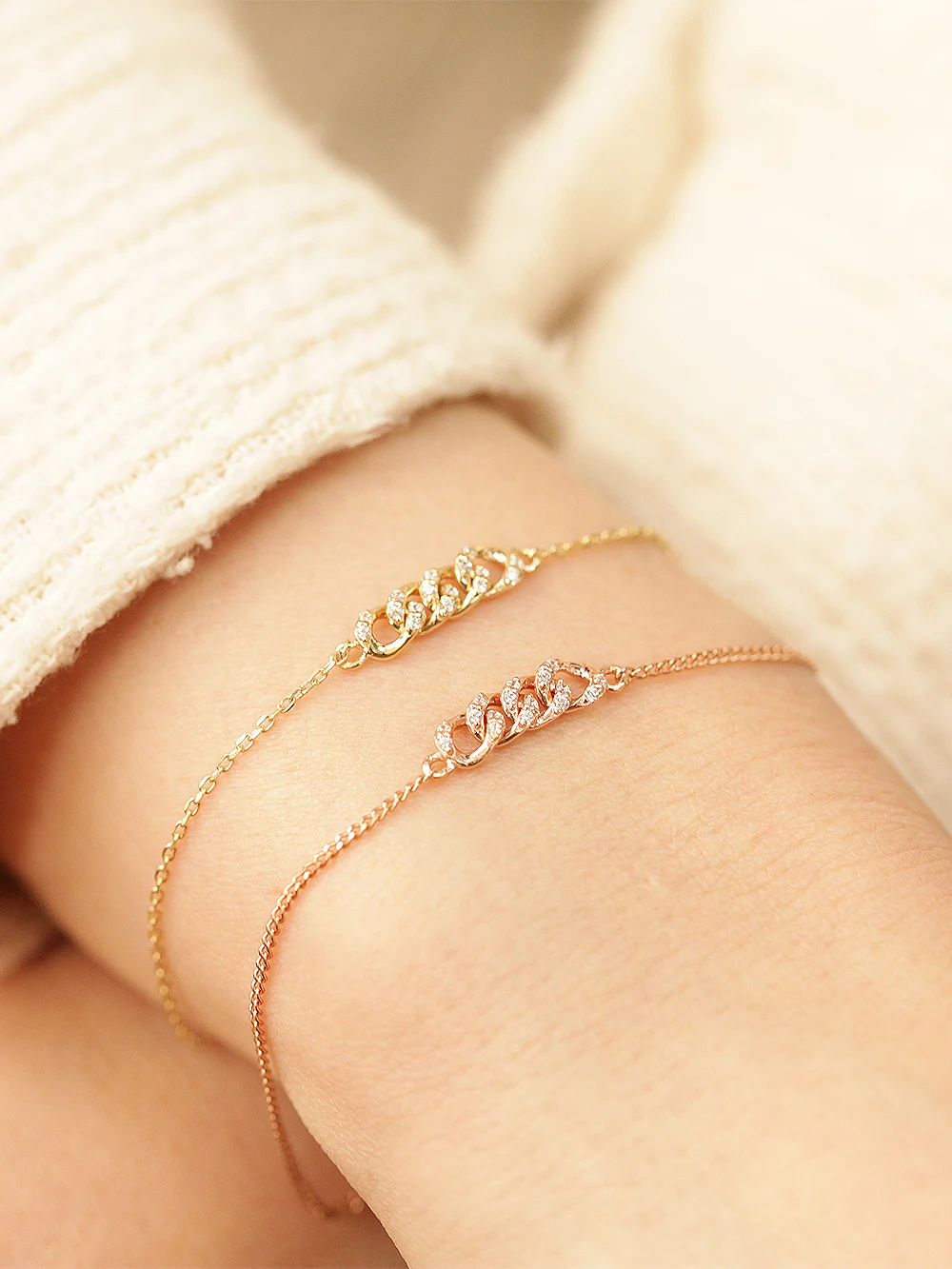 14K 18K Gold Cubic Chain Bracelet - Image 12
