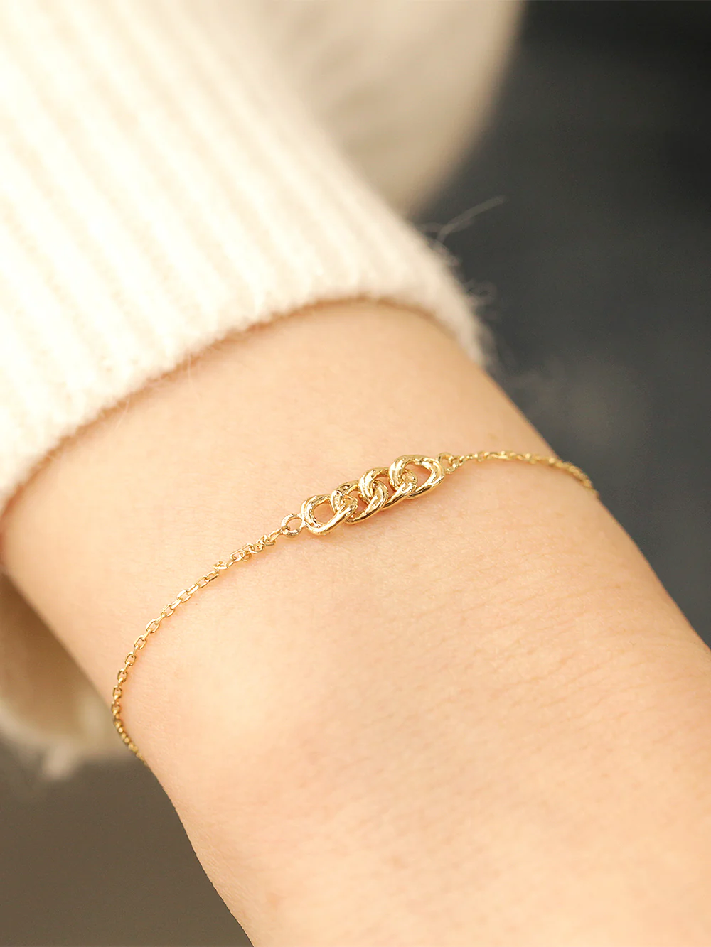14K 18K Gold Cubic Chain Bracelet - Image 2