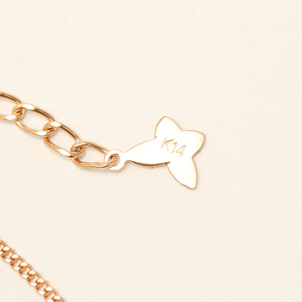 14K 18K Gold Curve Cubic Chain Clover Anklet - Image 10