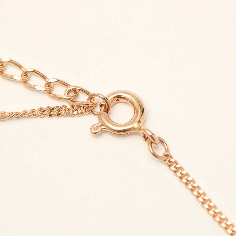 14K 18K Gold Curve Cubic Chain Clover Anklet - Image 9