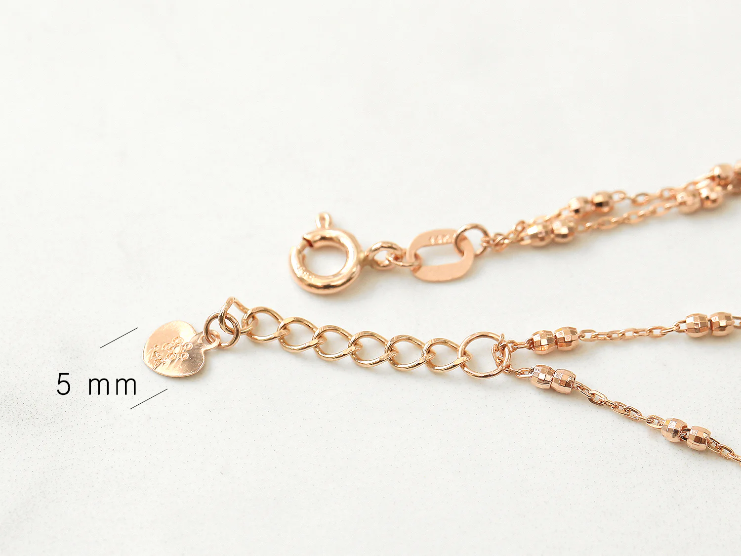 14K 18K Gold Cutting Ball Chain Anklet - Image 12