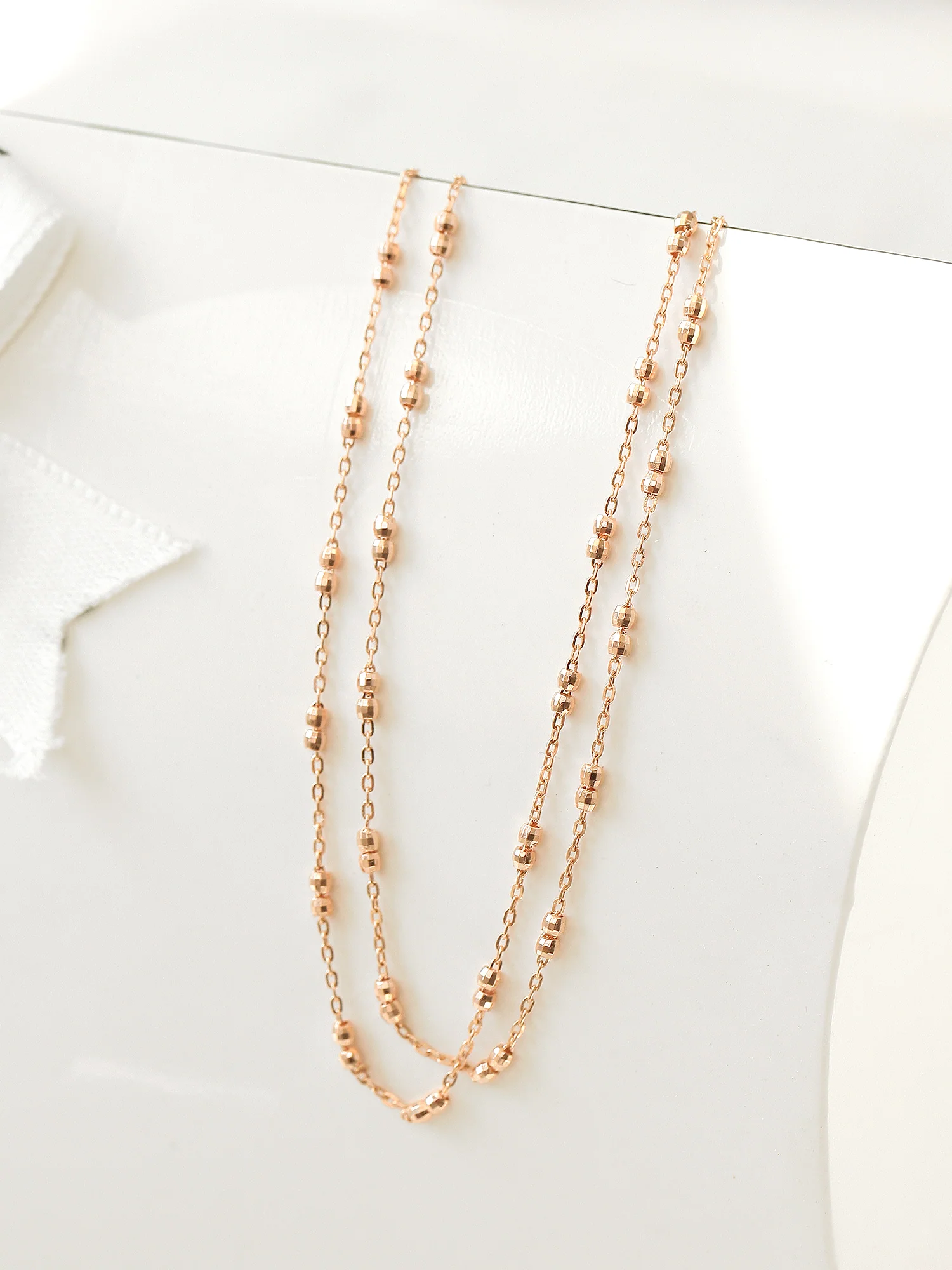 14K 18K Gold Cutting Ball Chain Anklet - Image 7
