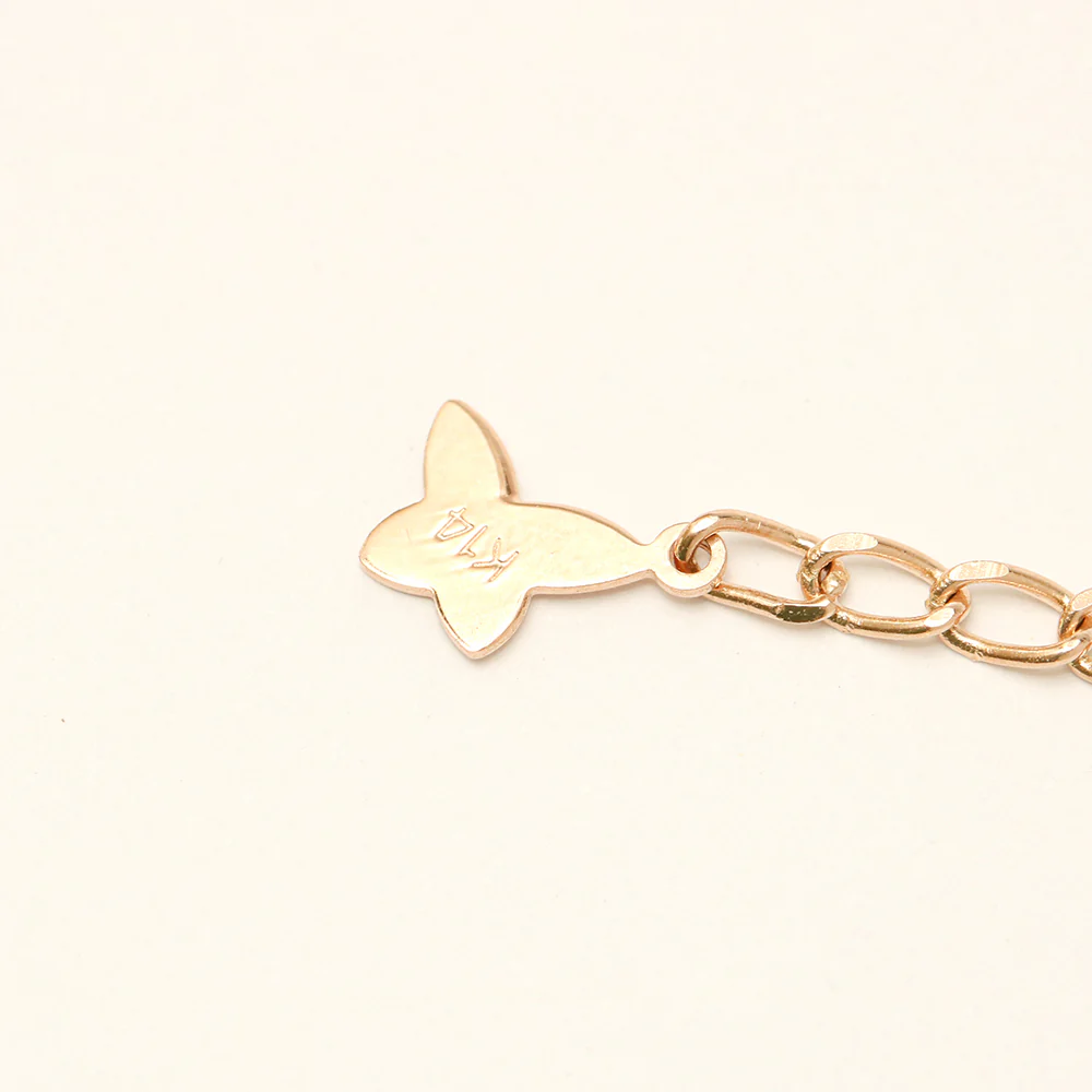 14K 18K Gold Cutting Ball Mixed Clip Chain Anklet - Image 12