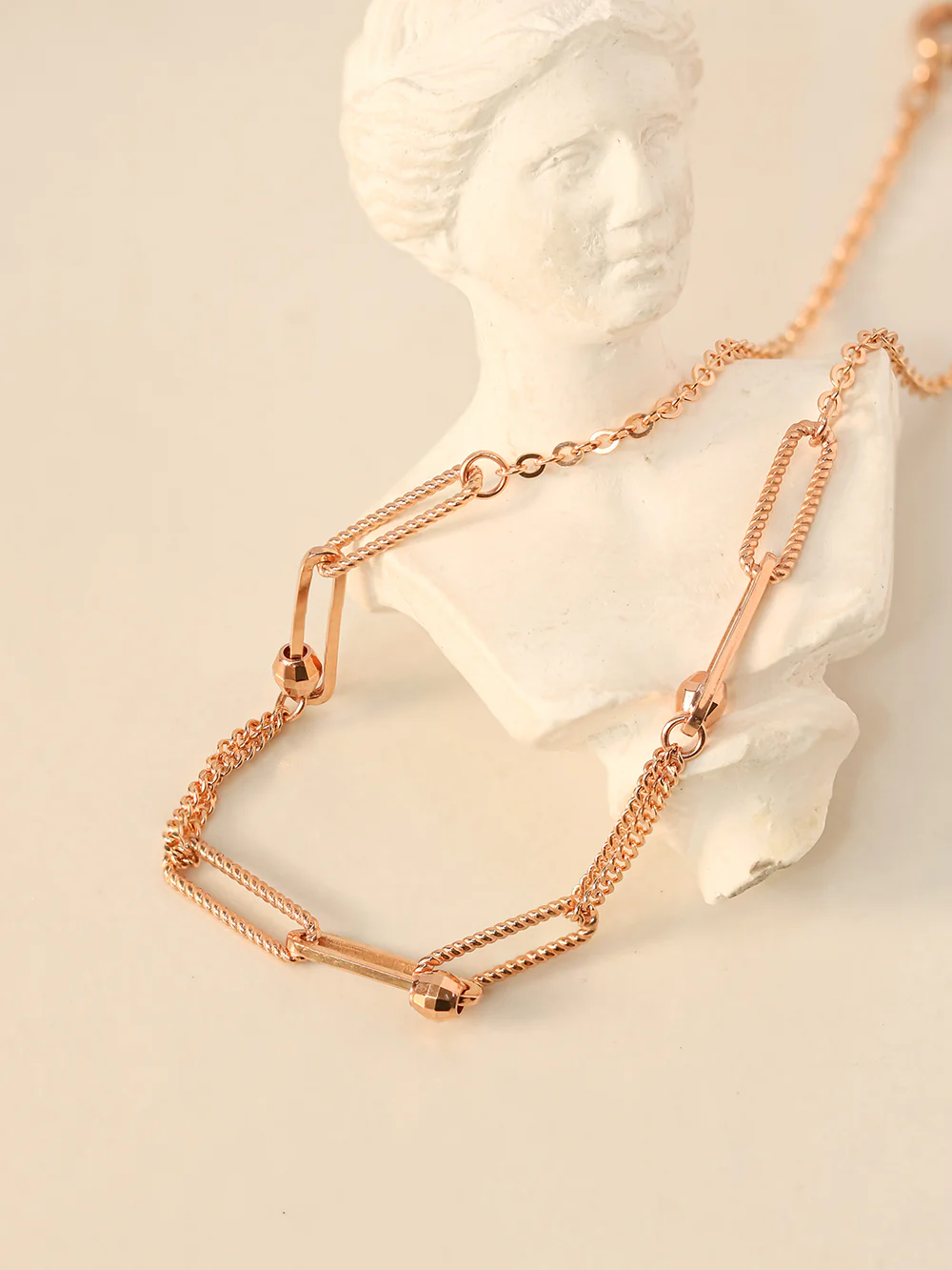 14K 18K Gold Cutting Ball Mixed Clip Chain Anklet - Image 2