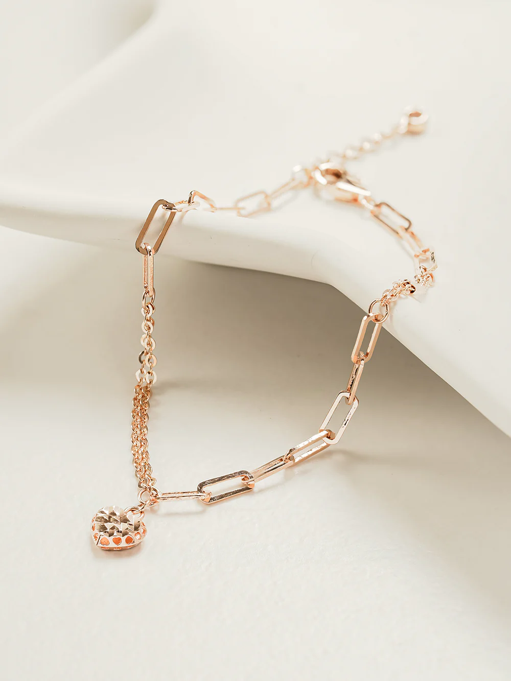 14K 18K Gold Cutting Heart Bracelet Anklet - Image 7