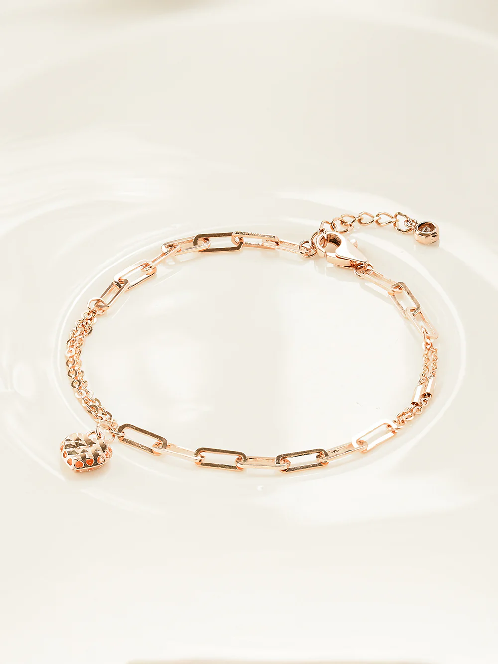 14K 18K Gold Cutting Heart Bracelet Anklet - Image 9