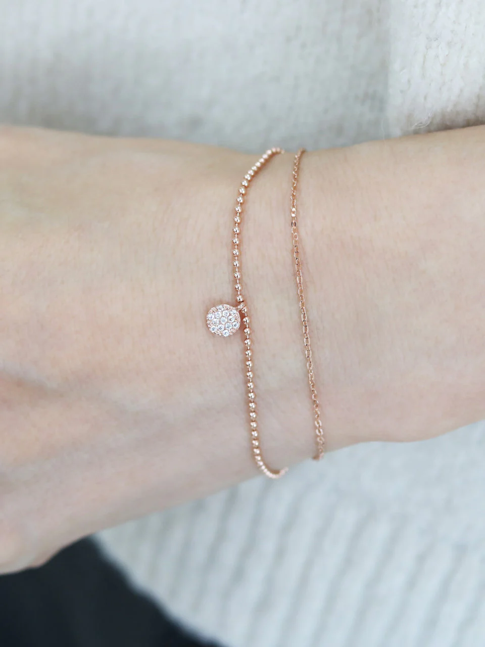 14K 18K Gold CZ Charm Ball Bracelet - Image 7