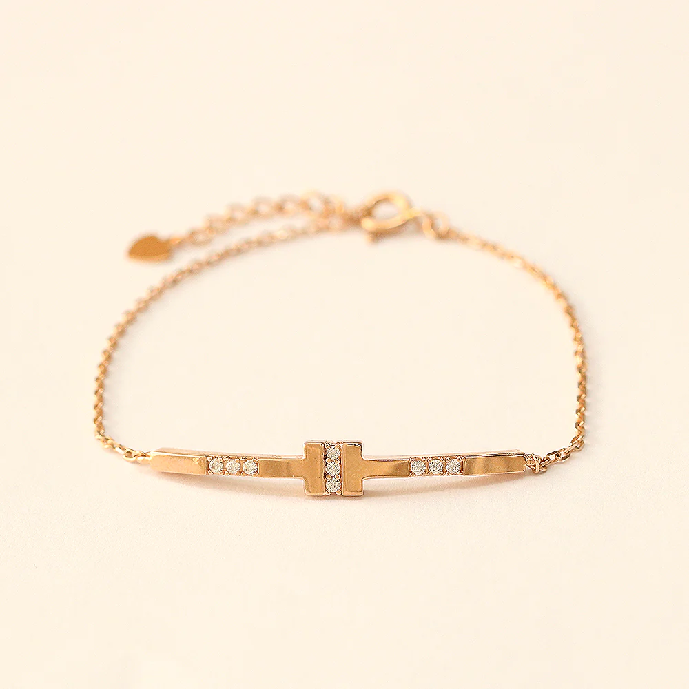 14K 18K Gold CZ Volume Line Stick Bracelet - Image 12