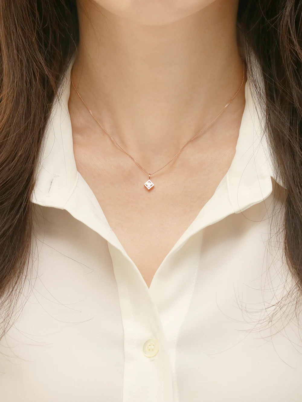 14K 18K Gold Daily Square Cubic Pendant Necklace - Image 6