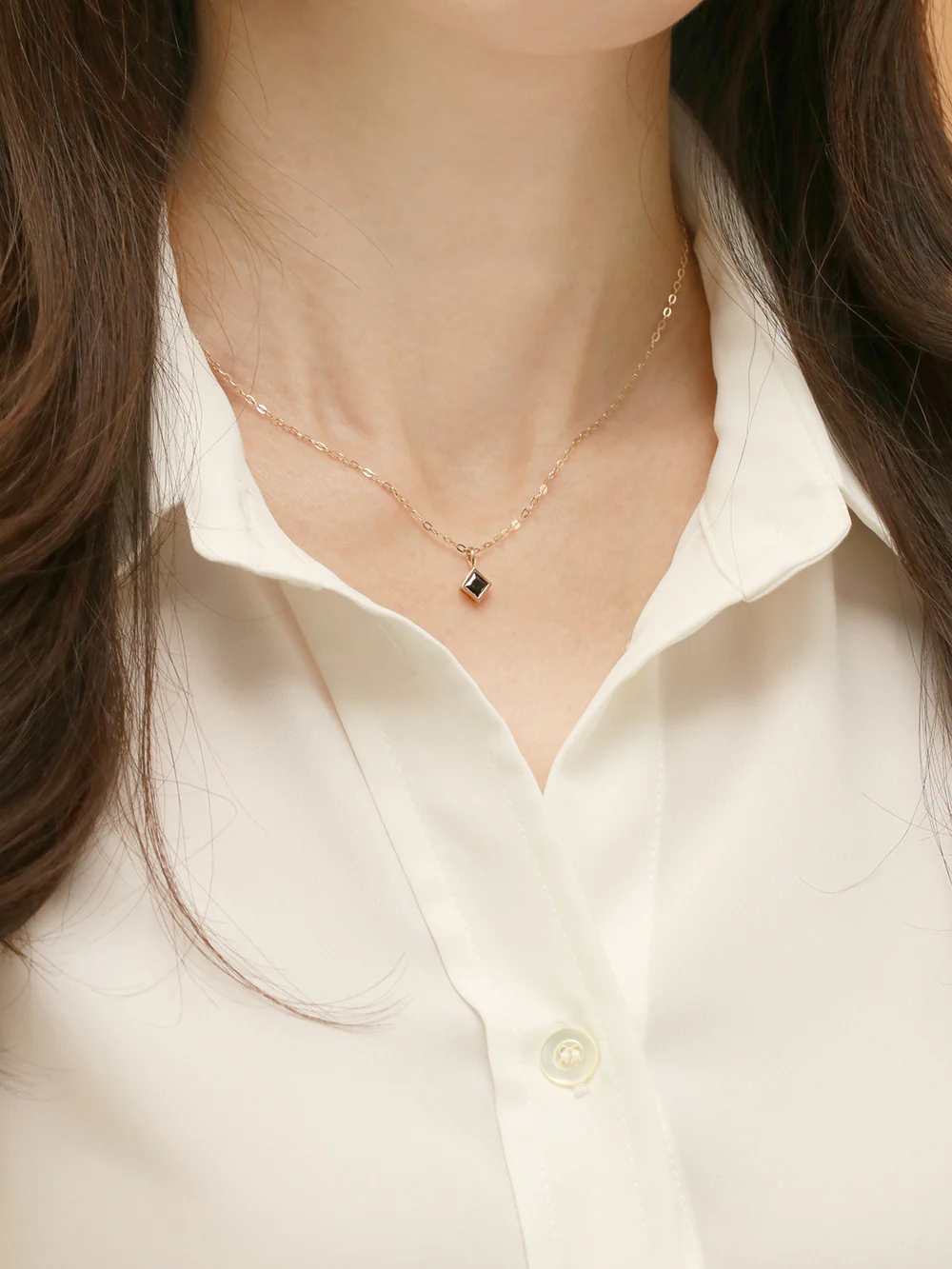 14K 18K Gold Daily Square Cubic Pendant Necklace - Image 8