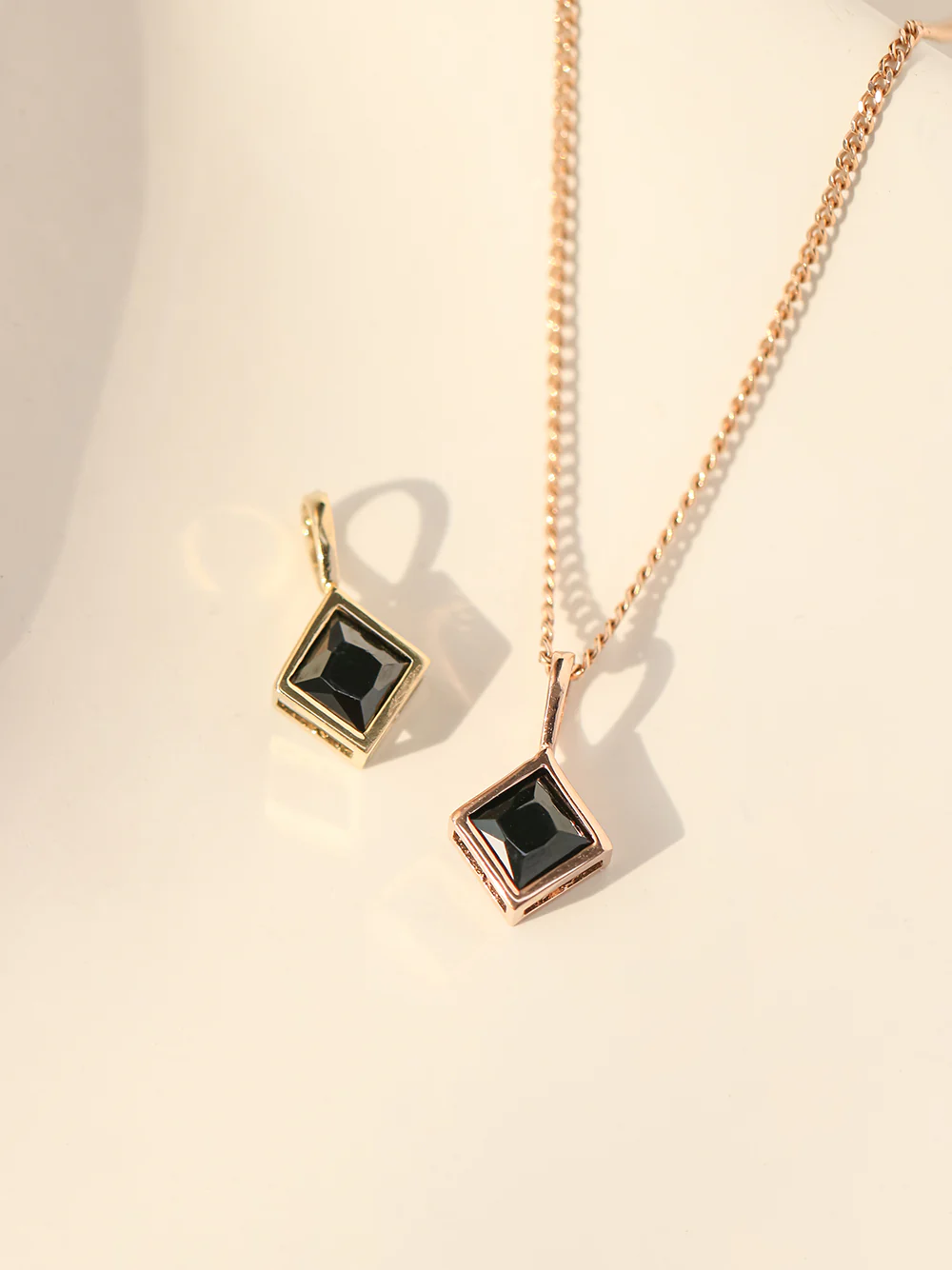 14K 18K Gold Daily Square Cubic Pendant Necklace - Image 9